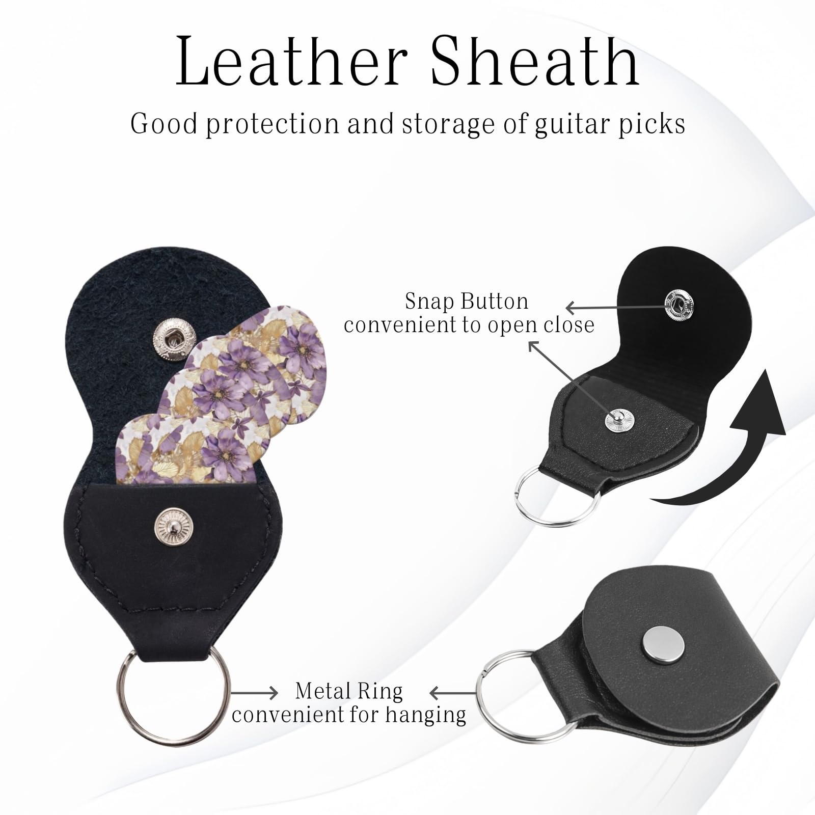 KWSAAHU 0.96mm Thick Guitar Picks – Golden Purple Floral