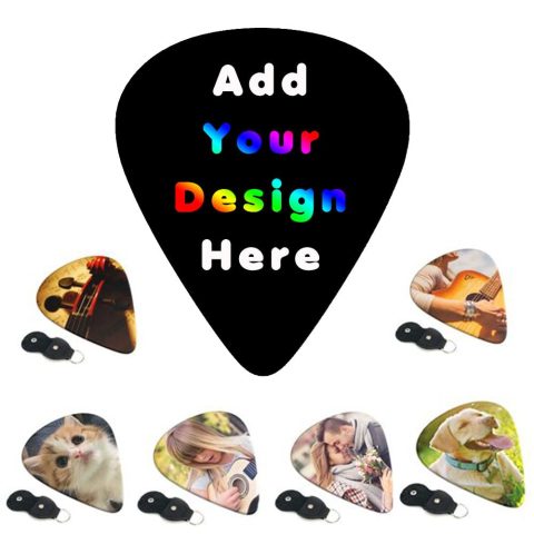 PLKIUYT 6-Pack Customized Guitar Picks Personalized Guitar Accessories Two Sides Printing with Your Name Text Picture Guitar Pick for Men and Women, Black, 0.71mm