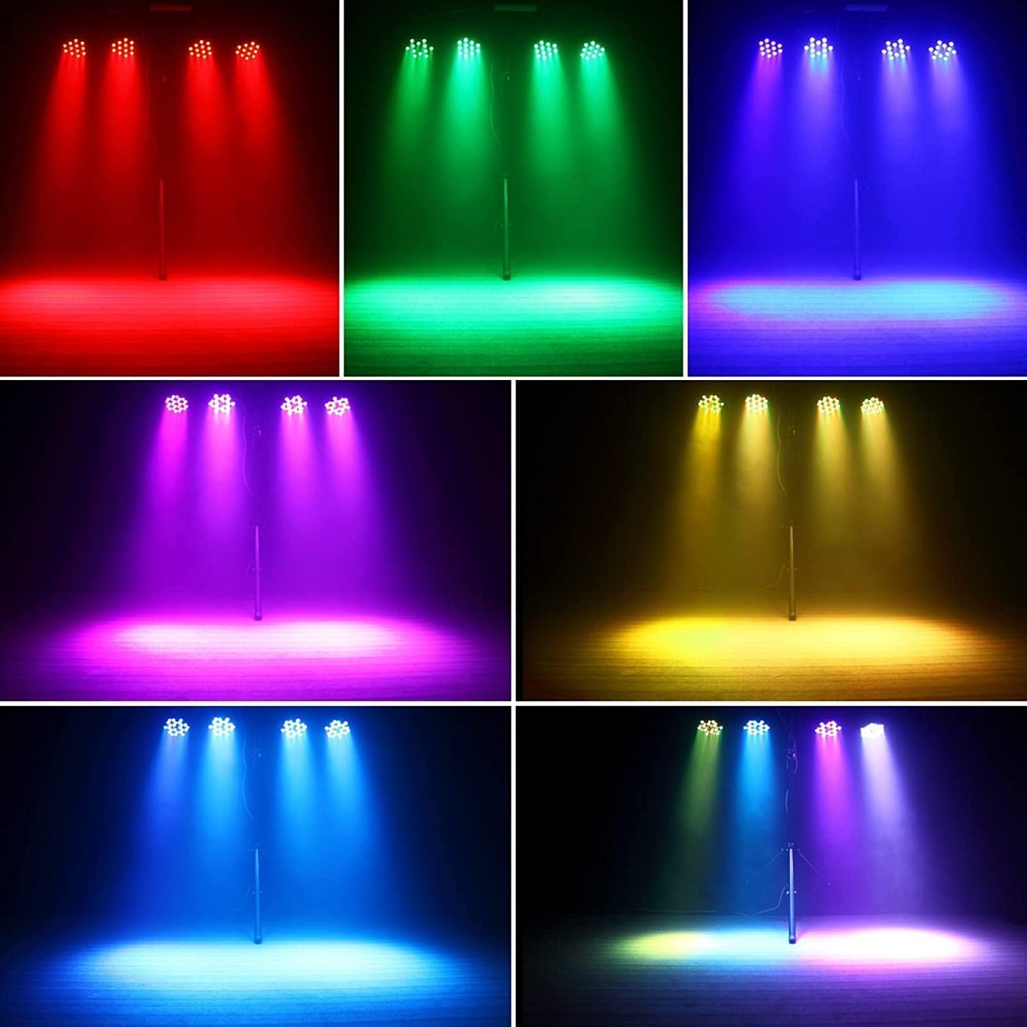 HOLDLAMP Rechargeable Par Lights 36W RGB Battery Powered, Wireless LED Par Lights DJ Uplights Sound Activated& Remote Control for Wedding Events Club Party Church Stage Lighting, 8 Pack