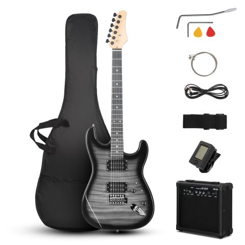 Ktaxon Full-Size Electric Guitar Kit H-H Pickup with 20W Amp Tiger Black