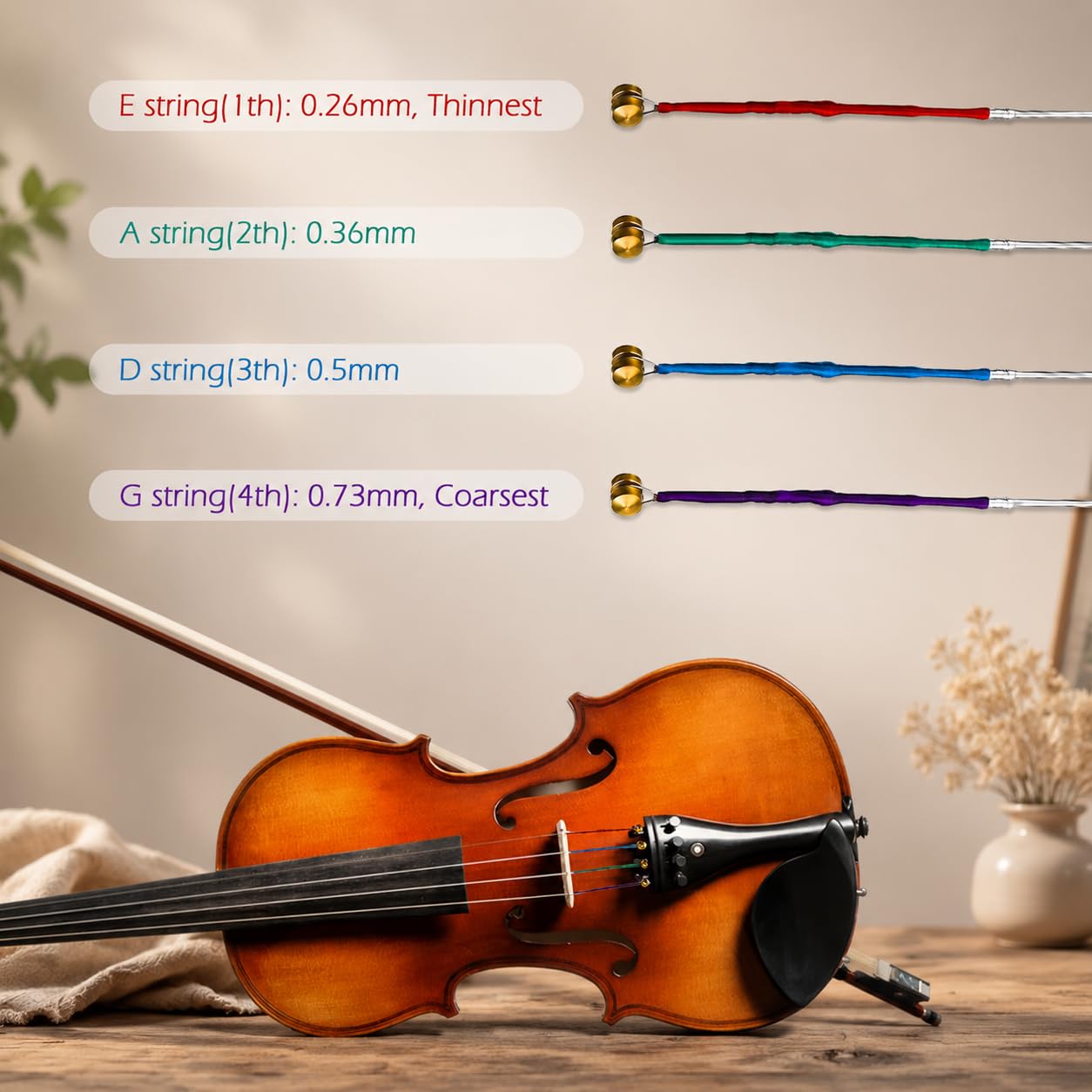DaKuan 4/4 Full Set Violin Strings + 2 Bow Hair Sets | Nickel Ball End | Professional Quality for All Violin Sizes (1/2, 1/4, 3/4, 4/4)
