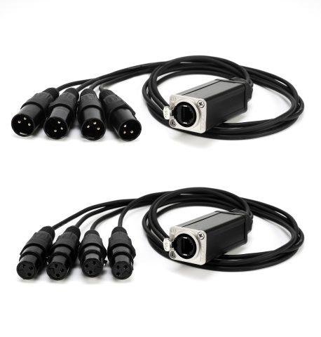 Jamesin XLR Snake Cable to Ethercon Cable, 4 Channel 3-pin Multi Network Snake Receiver，with Cat5/cat6 Network Snake Receiver, for Stage and Recording Studio,3 Feet (1 Male+1 Female)