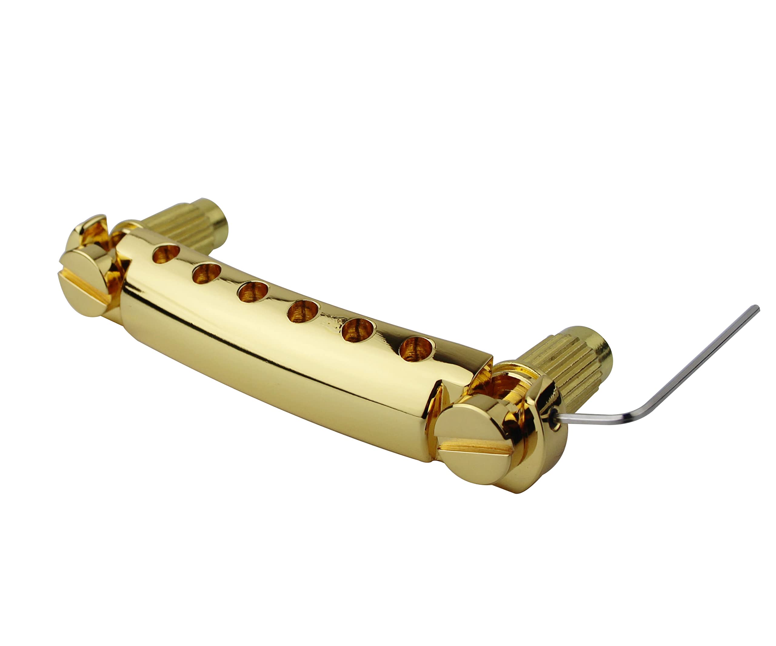 Guyker Guitar Tune-O-Matic Tailpiece Stop Bar with Studs – Bridges Parts Replacement for LP SG Style 6 String Electric Guitar (GS001, gold)