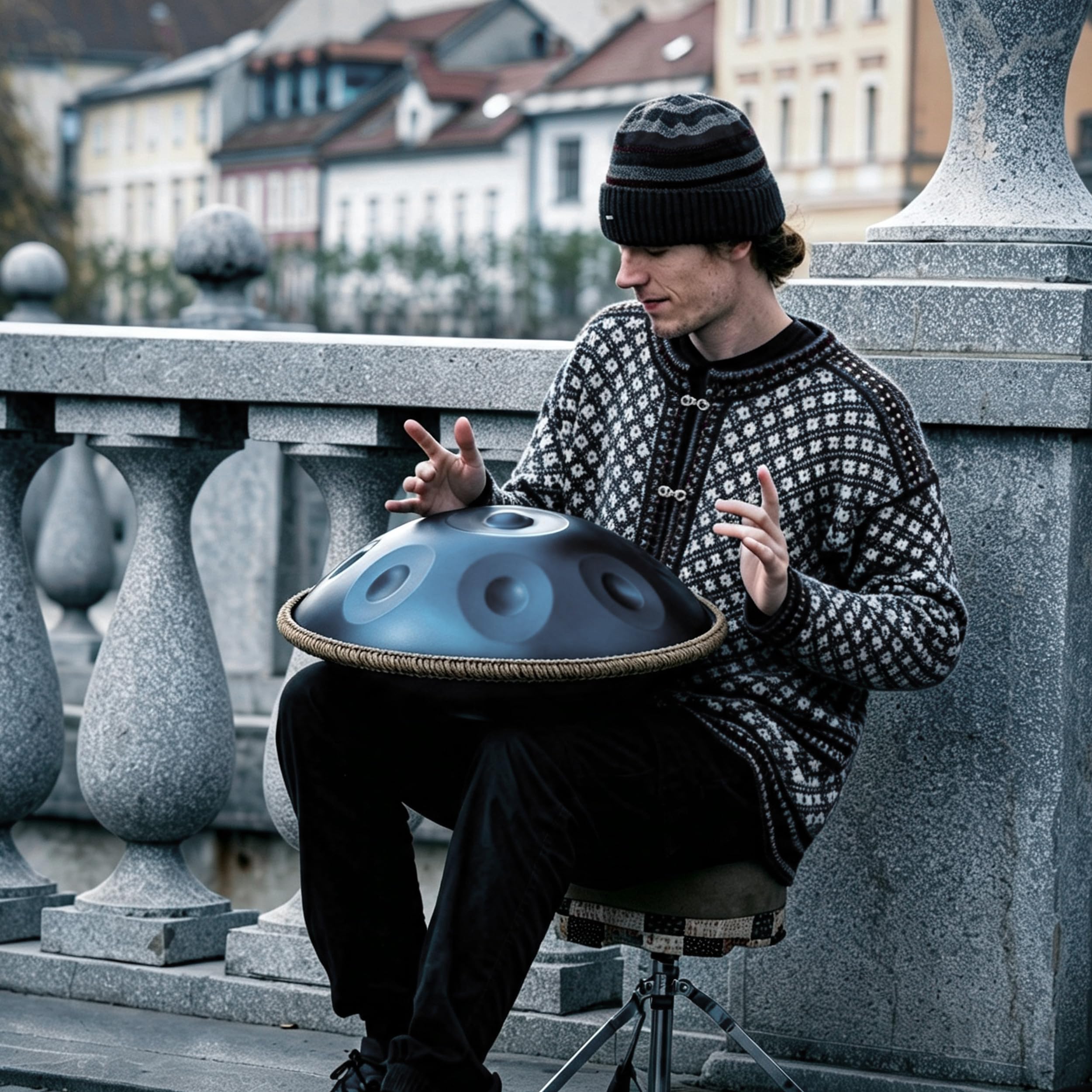 LOMUTY Handpan Drum 22 Inch for Adults 10 Notes – Hand Pan Drum(Blue)
