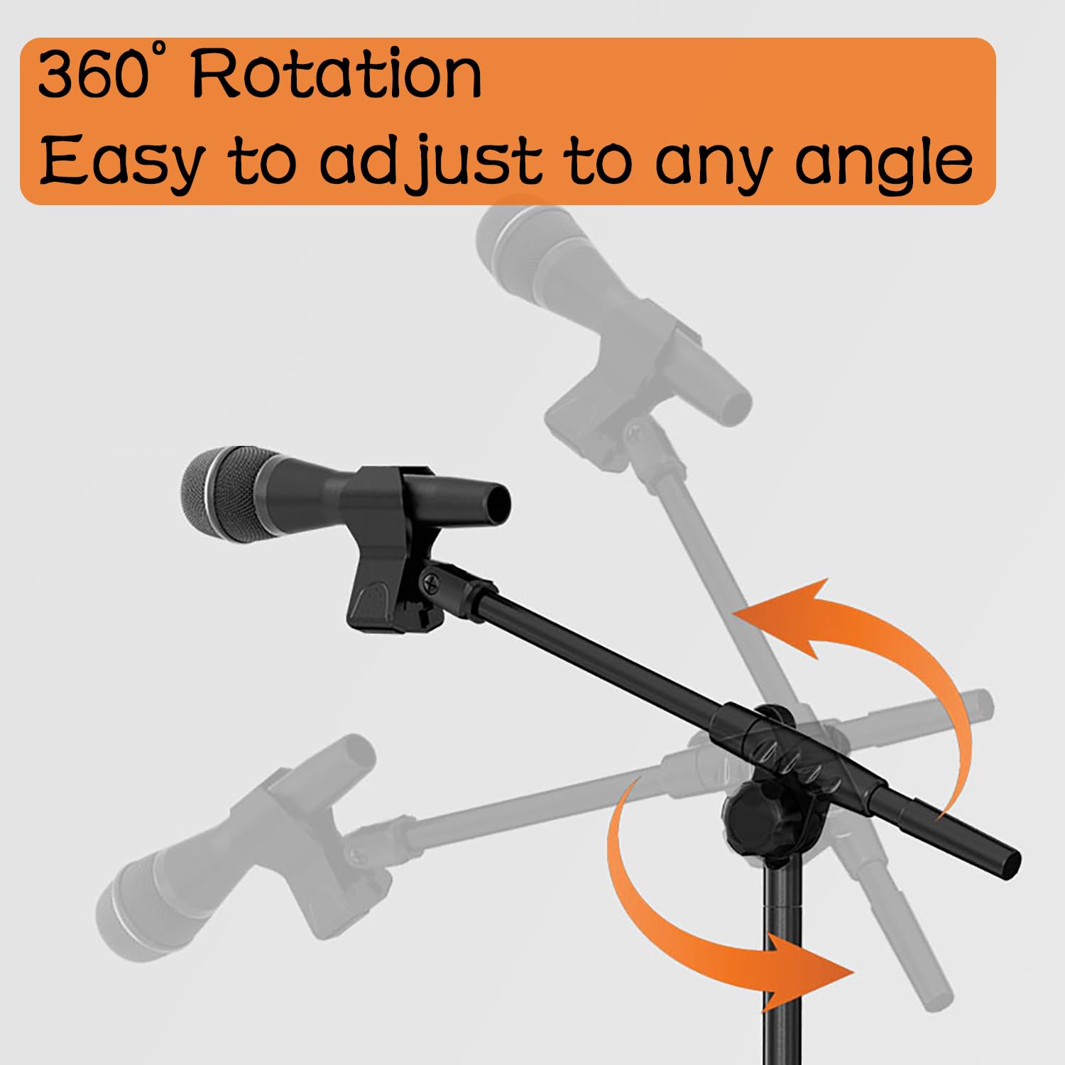 Mic Stand Floor with Boom Arm Microphone Stand with Heavy Weighted Base, Adjustable Height 25″ to 69″, Music Stand with Mic Holder, Cable Clips for Performance, Podcast, Recording Studio, Karaoke