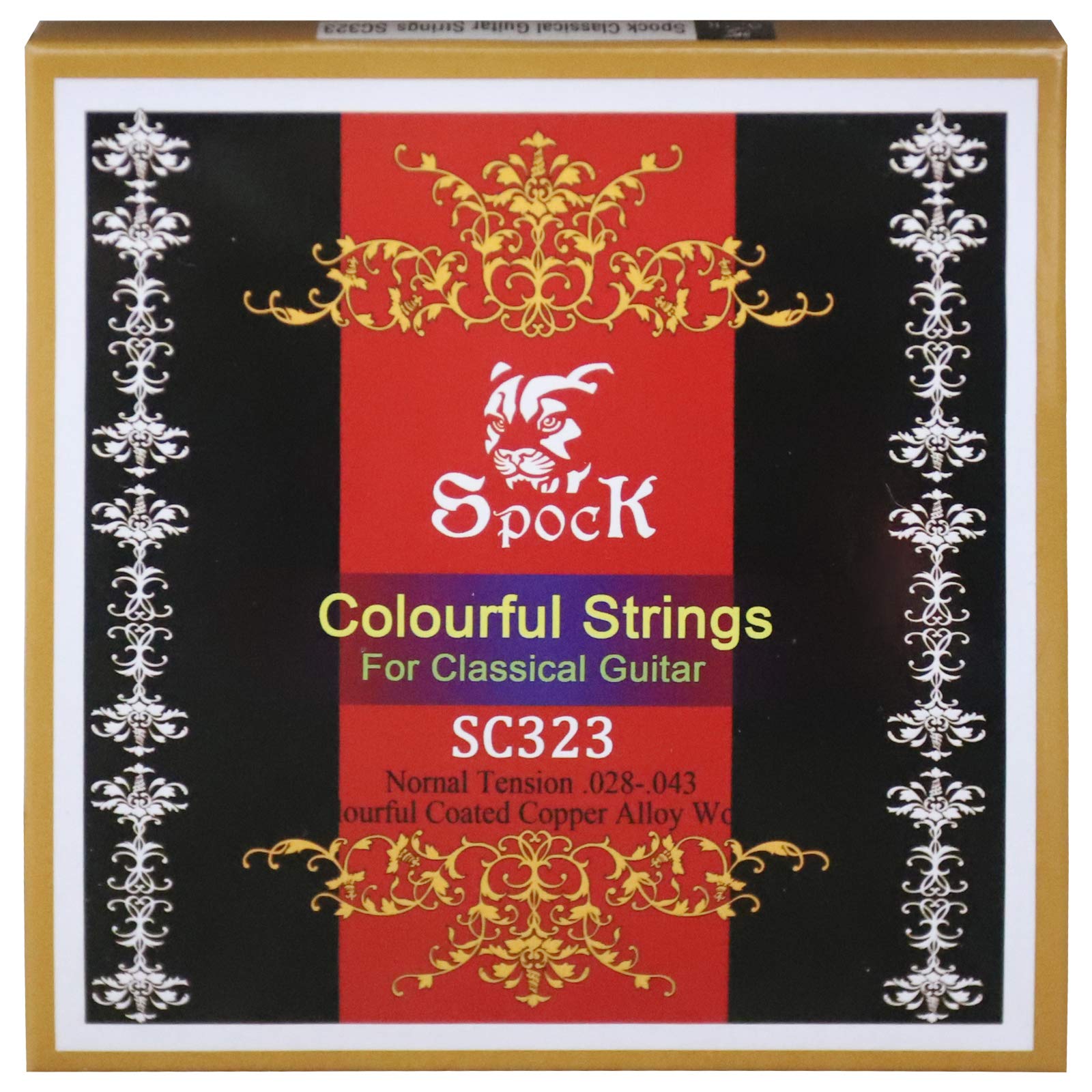 Colorful nylon classical guitar strings, nylon strings core, colorful coated copper alloy wound, normal tension. 028-.043