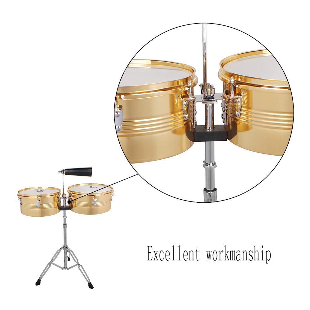Ktaxon 13 Inch & 14 Inch Timbales Drum Set, Gold