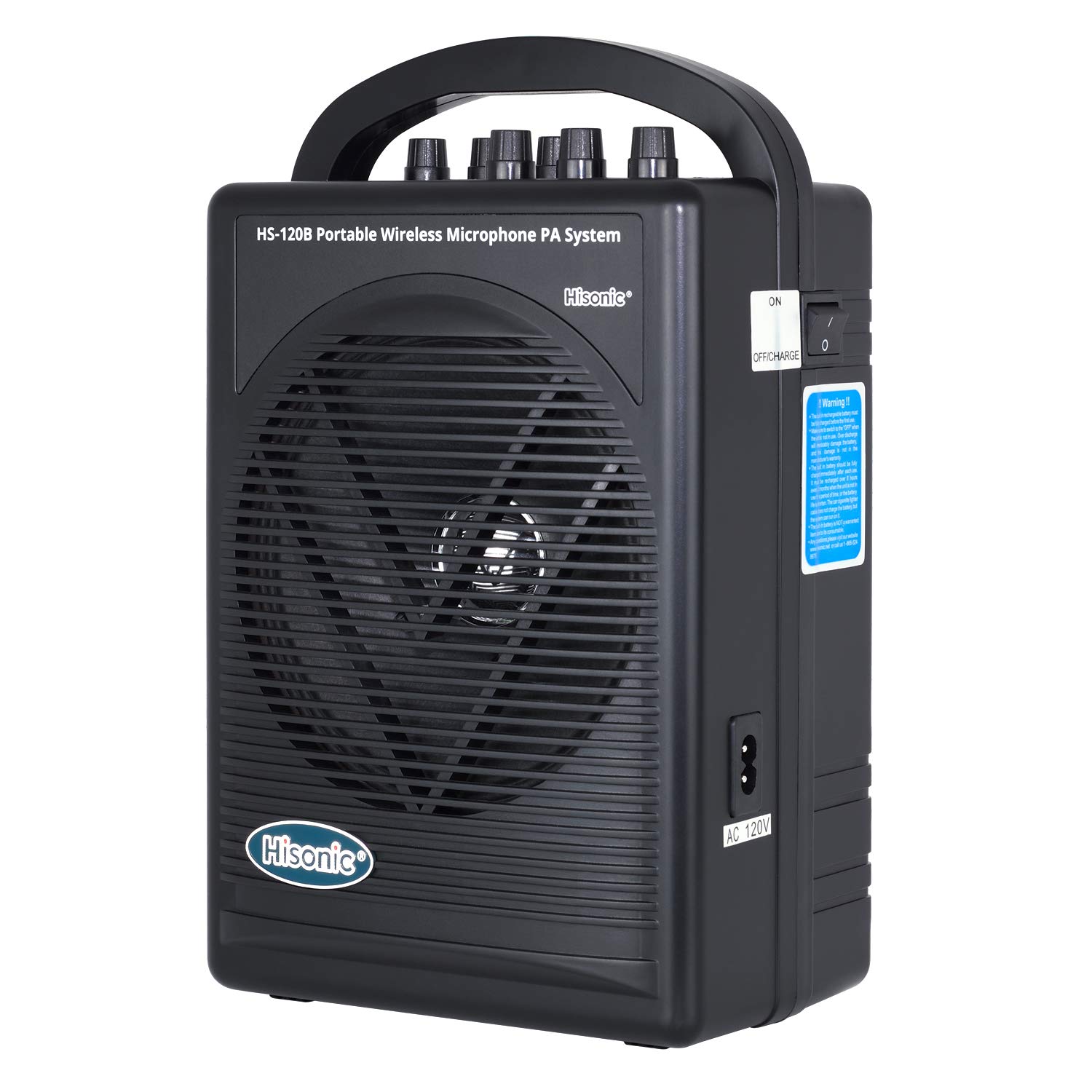 Hisonic HS120B Rechargeable & Portable PA (Public Address) System with Built-in UHF Wireless Microphone (1 Handheld +1 Belt-Pack)