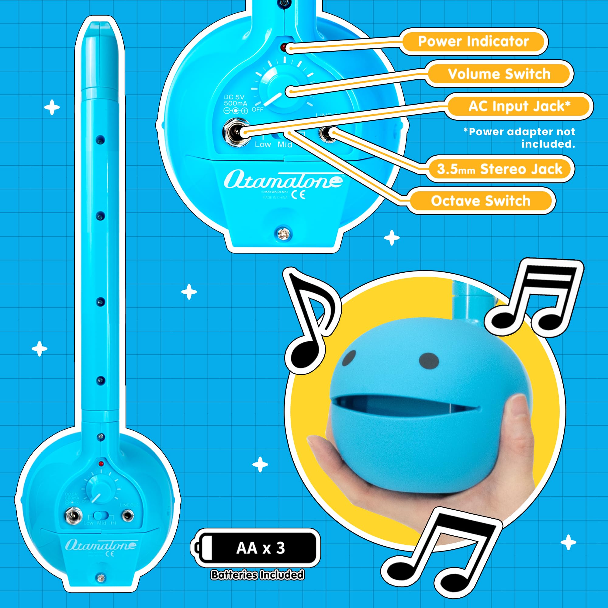 Otamatone Deluxe Japanese Electronic Synthesizer Musical Instrument – Blue
