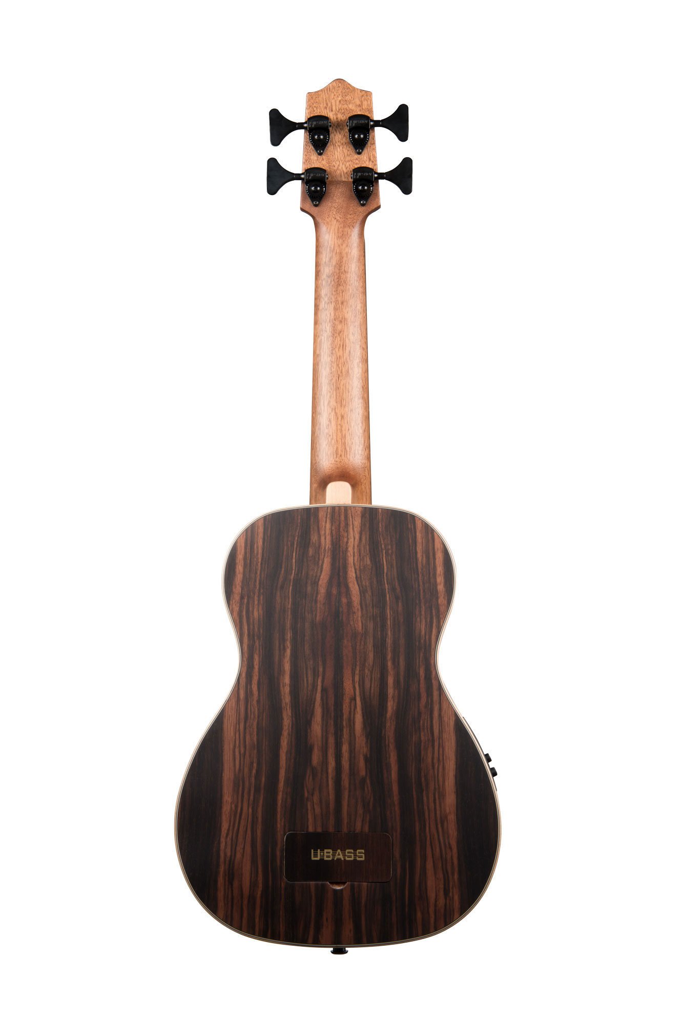 Kala UBASS-EBY-FSRW Striped Ebony Round Wound Acoustic-Electric U-Bass Ukulele Bundle with Gig Bag, Tuner, Austin Bazaar Instructional DVD, and Polishing Cloth