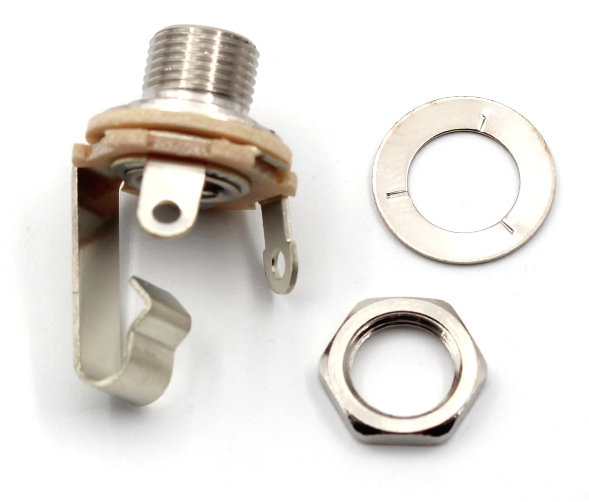 Electrosocket Jack Plate for Telecasters – Polished Chrome Finish + Switchcraft J11 Mono Jack