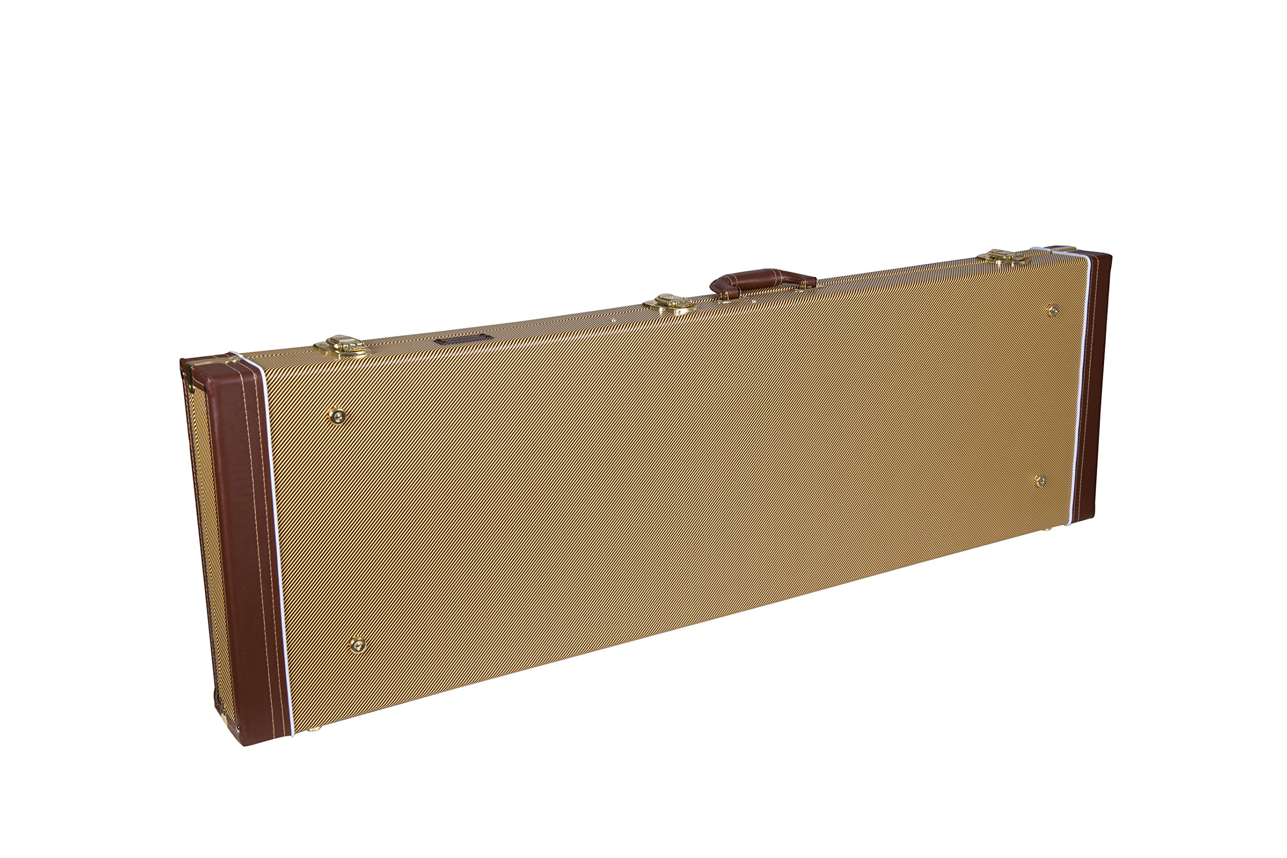 Crossrock Electric Bass Guitar Case- Sponge Lining, Metal Feet, Storage Space-Vinyl Tweed (CRW600BTW)