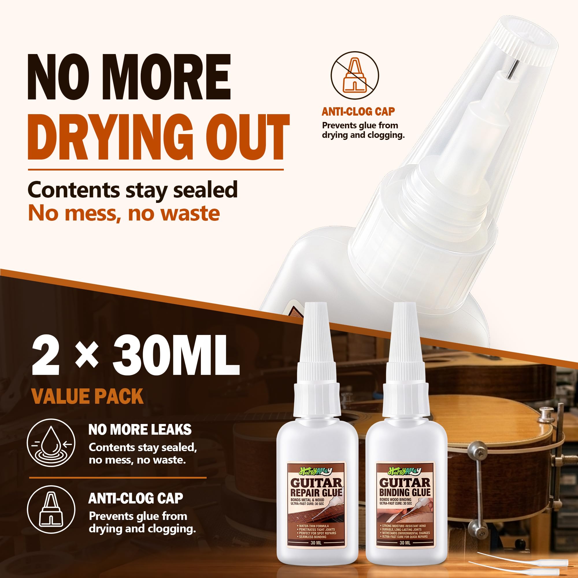 2 Pcs Guitar Nut and Binding Glue Kit, Repair Thin CA Glue for Fret & Nut