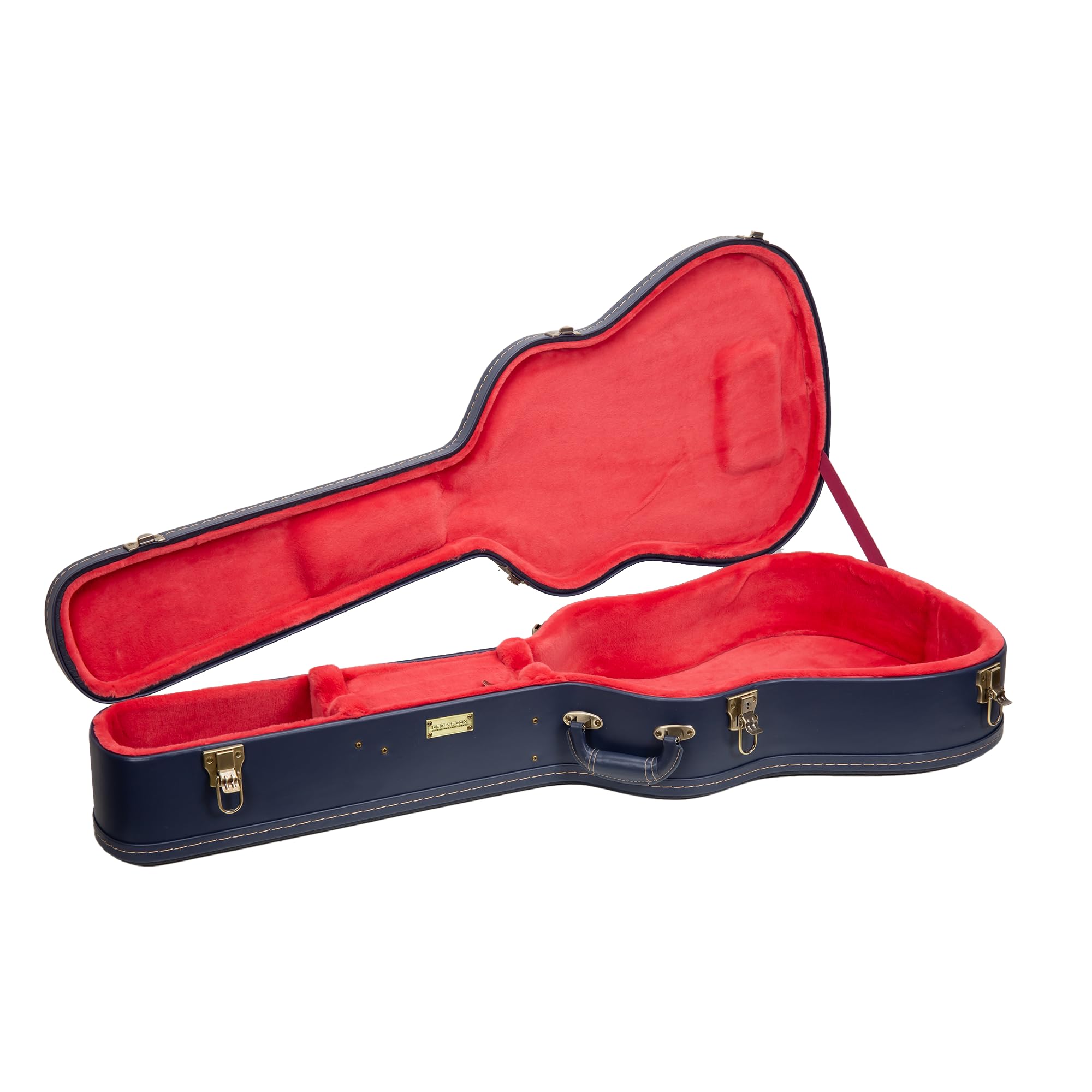 Crossrock Relief Series Dreadnought Guitar Case for Gibson J-45 / Martin D-Style | Carved Ocean Blue Finish, Deep Scarlett Velvet Interior, Lock – Premium Wooden Hardshell