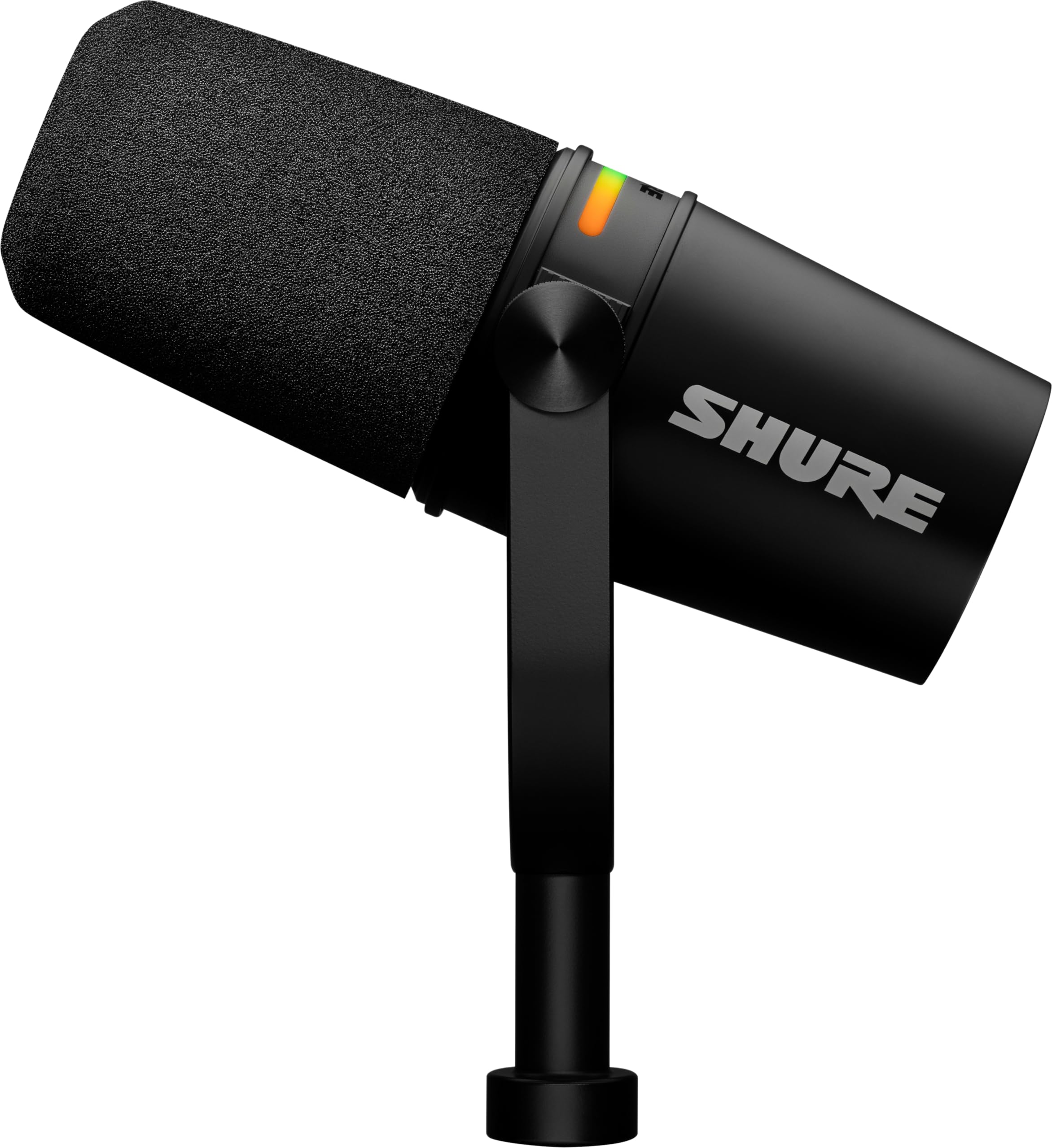 Shure MV7+ Podcast Dynamic Microphone with Low Profile Mic Stand. OBS Certified, Enhanced Audio, LED Touch Panel, USB-C & XLR Outputs, Auto Level Mode, Digital Pop Filter, Reverb -Black