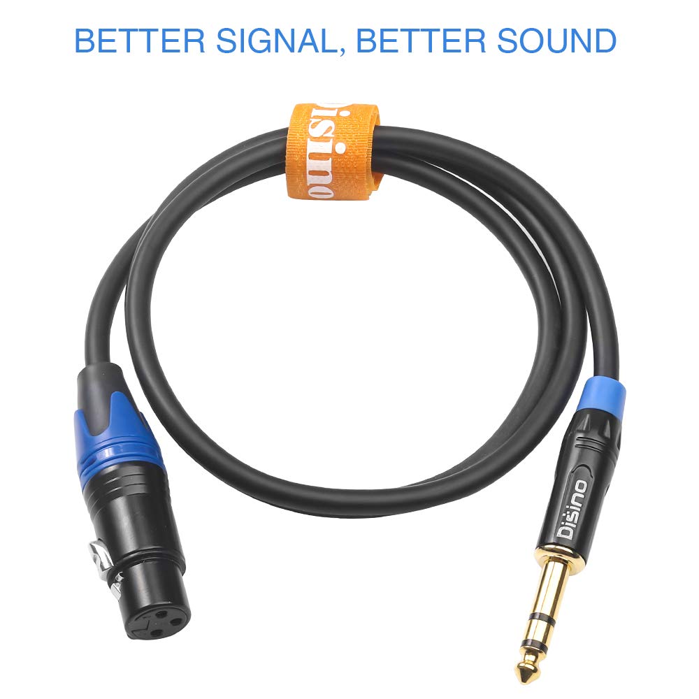 Disino XLR Female to 1/4 Inch 6.35mm TRS Stereo Jack Cable, 3 Pin Female XLR to Quarter inch Balanced Signal Interconnect Patch Cord (6.6 Feet)