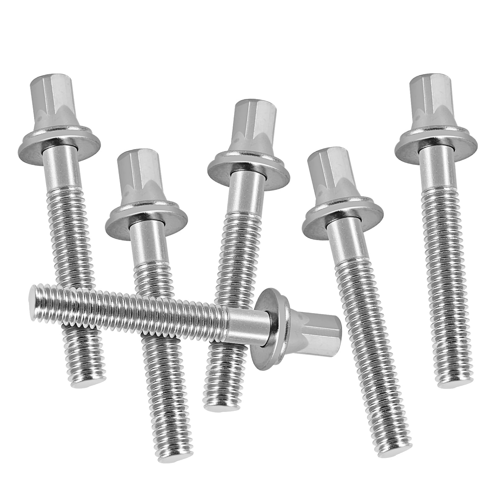 EASTROCK Drum Tension Rods Drum Screw 6 Pack M5X70 mm Percussion Replacement Accessory Drum Kit Screws (Silver)