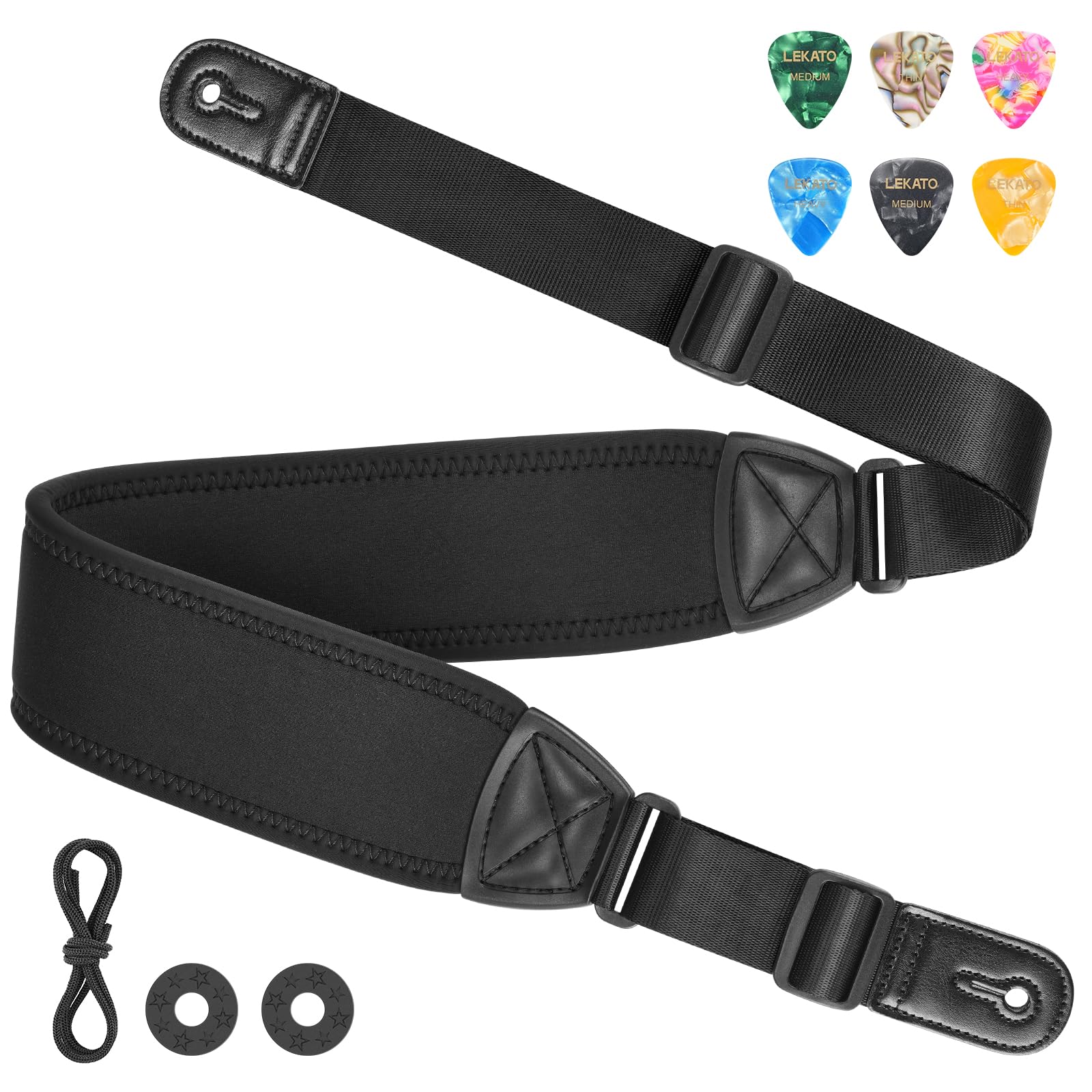 LEKATO Bass Guitar Strap 3.2″ Wide Padded Guitar Strap, Adjustable 44″- 56″