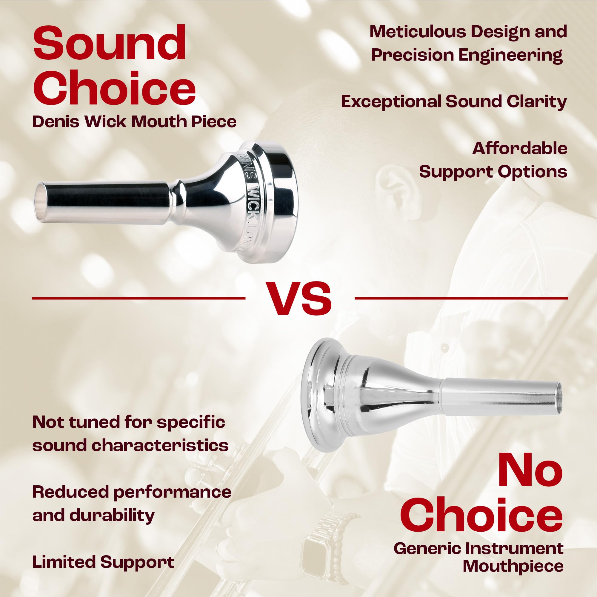 Denis Wick Classic Trombone Mouthpiece Silver Plated, 5880-6BS – Medium Backbore for Balanced Tone & Smooth Response – Small Shank Fitting Trombone Accessory for Easy Articulation – 25.4 x 6.2 x 6.6mm
