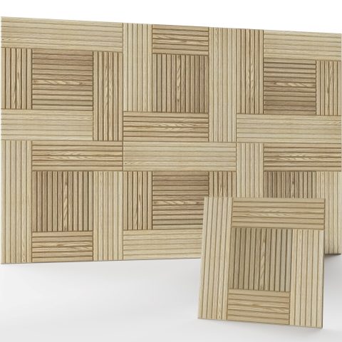 JaneTech 6 Pack Wood Acoustic Panels, Decorative Acoustic Wall Panels Sound Absorbing with Nano Glue for Recording Studio, Home Office, Conference Room, Loom Field, 23.62×23.62 Inches