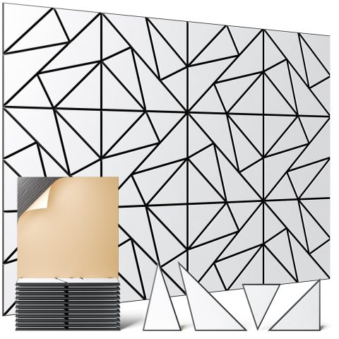 OTUOER 12 Pack Acoustic Panels,12″X 12″X 0.4″ Peel and Stick Sound Proof Foam Panels for Walls, Decorative Sound Panels,High Density Soundproof Wall Panels for Home Studio Office (BlackBase+WhiteFace)