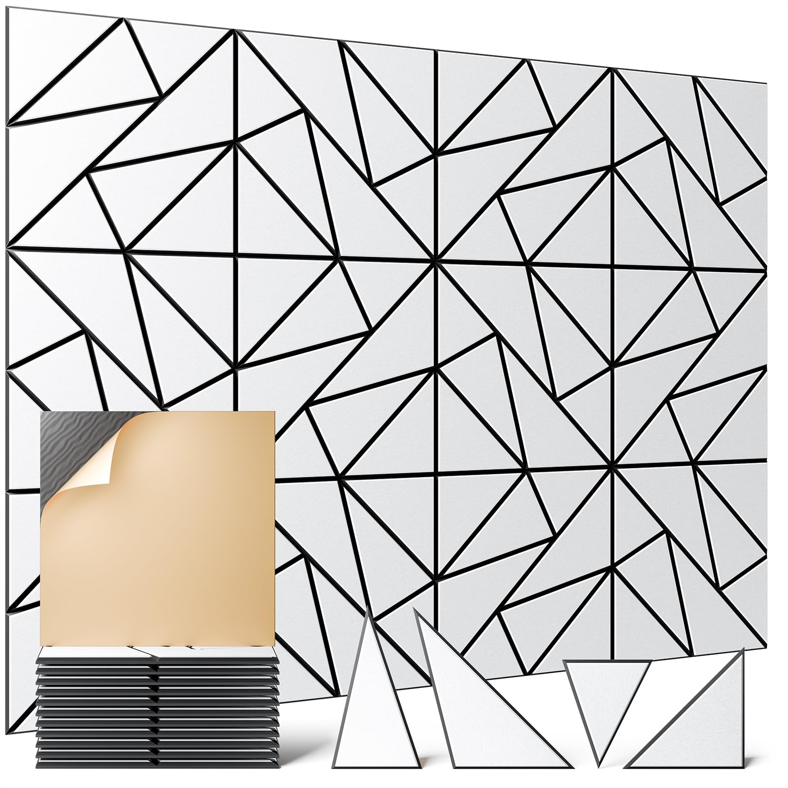 OTUOER 12 Pack Acoustic Panels,12″X 12″X 0.4″ Peel and Stick Sound Proof Foam Panels for Walls, Decorative Sound Panels,High Density Soundproof Wall Panels for Home Studio Office (BlackBase+WhiteFace)