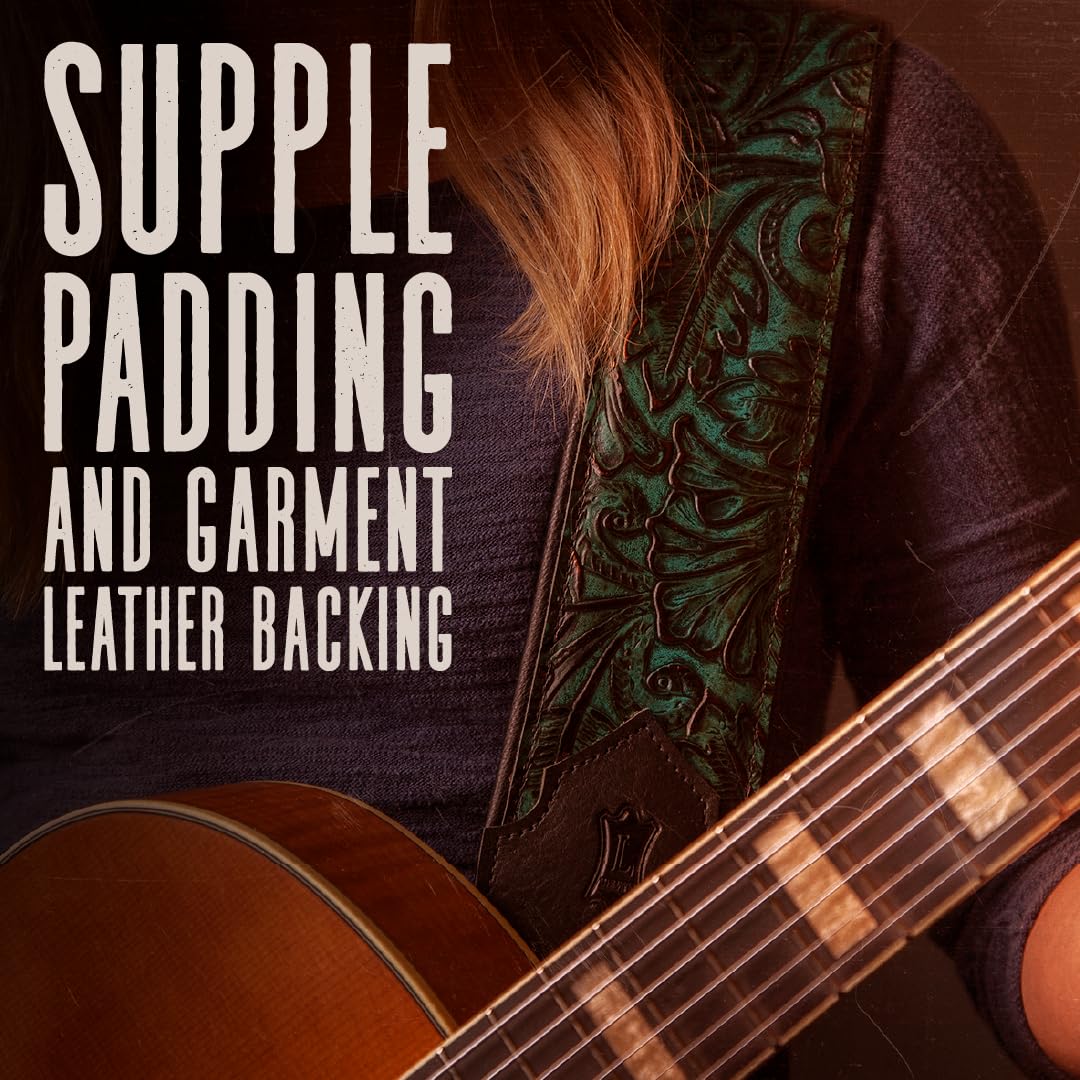Levy’s Leathers Sundance Series 3″ Width Embossed Leather Guitar Strap – Premium Geranium Merlot Western Design, Wide & Comfortable Support (M4WP-003)