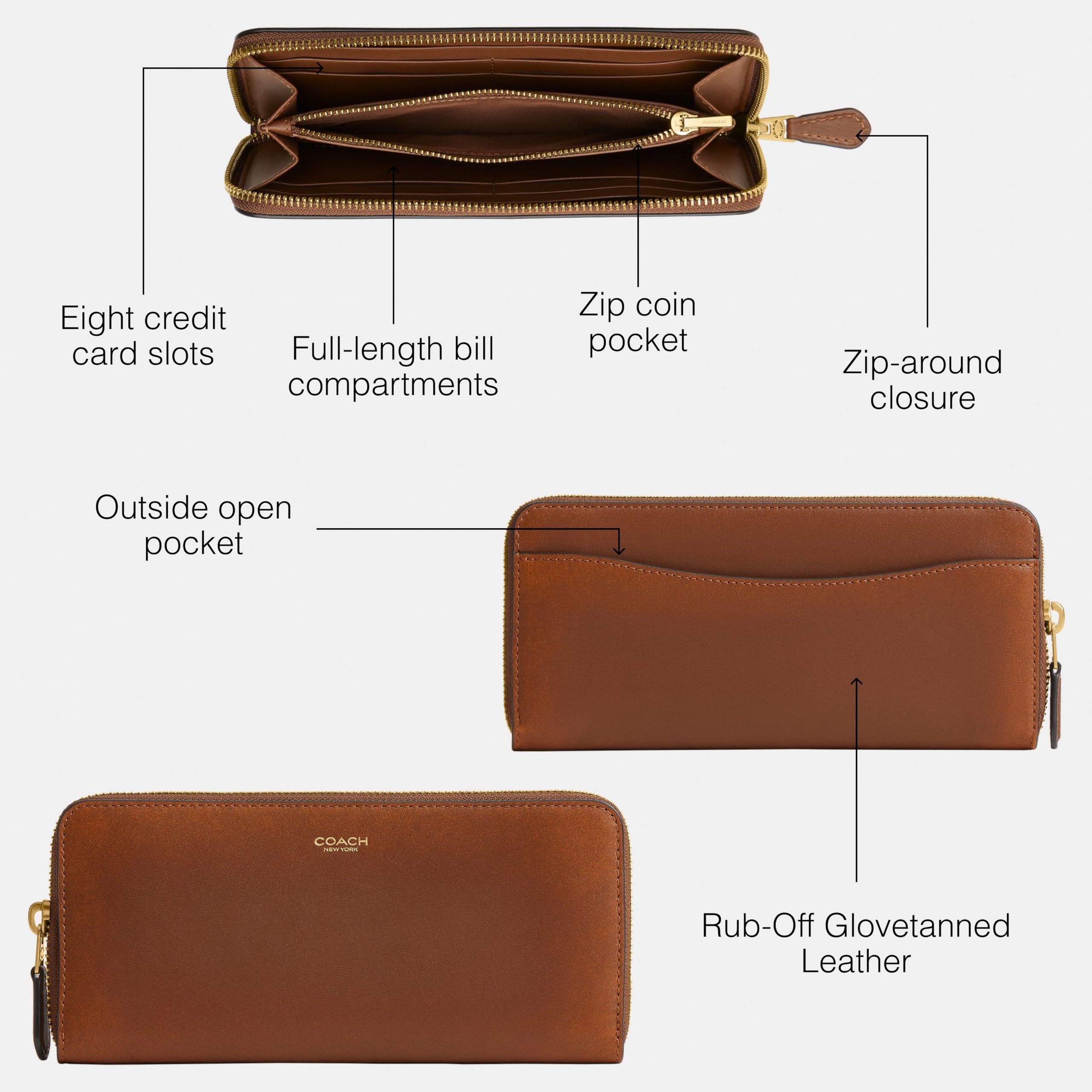 Slim Accordion Zip in Loved Leather