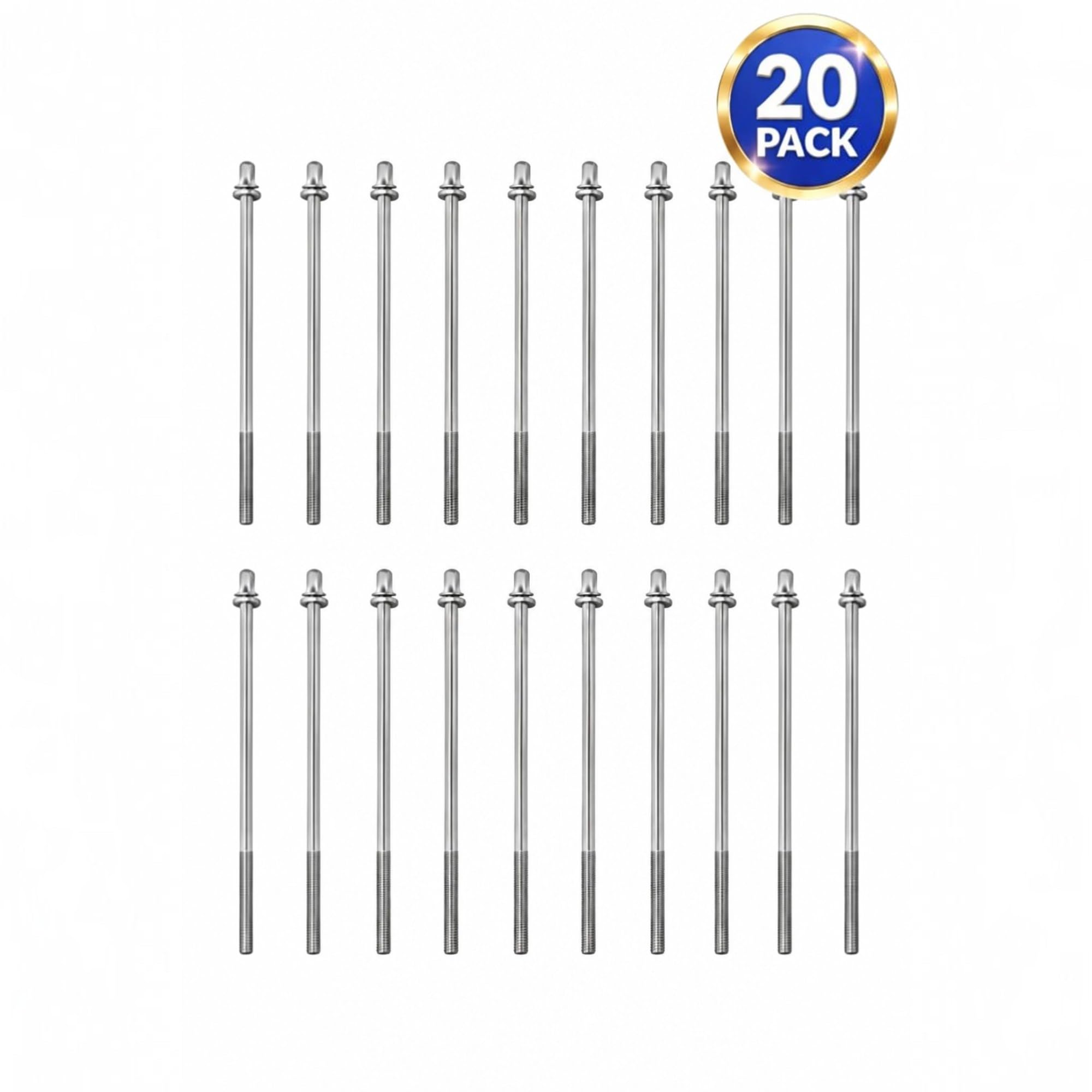 AIAS Bass Drum Tension Rods, 4 1/3 Inch (110mm), 20 Pack