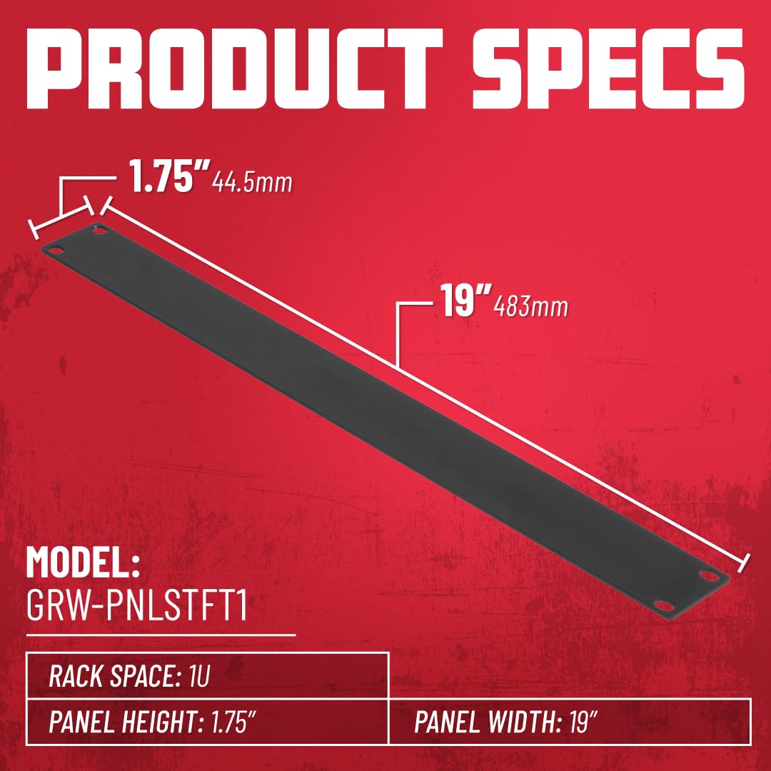 Gator GRW-PNLSTFT1 Rackworks Universal Rack Mounted Steel Flat Panel Accessory, 1U Size ()