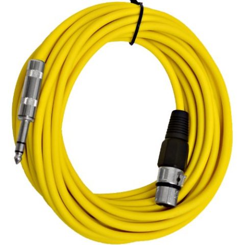 Seismic Audio – SATRXL-F25Yellow – 25 Foot Yellow XLR Female to 1/4 Inch TRS Patch Cable Snake Cords – Balanced
