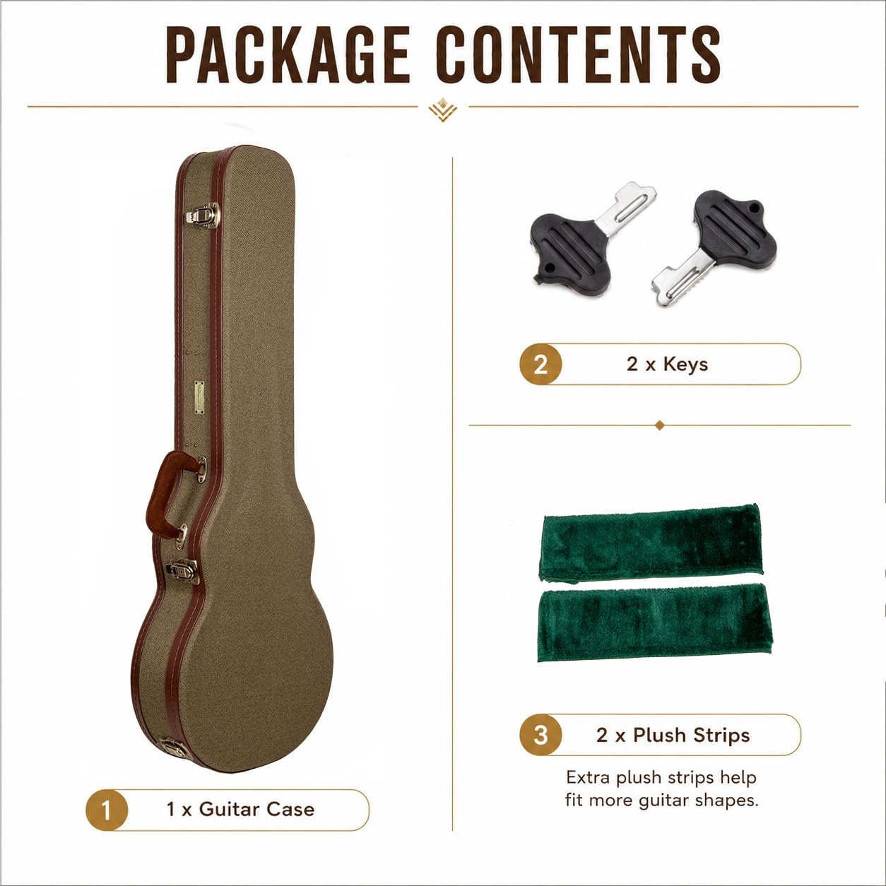 Crossrock Master Series Les Paul Electric Guitar Case | Olive Green Tweed Exterior, Re-Engineered Wooden Shell, Leather Handle & Forest Green Velvet Interio(CRW720LOG)