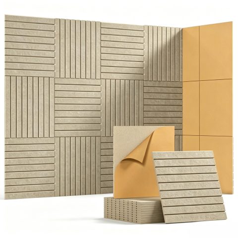 Waister Soundproof Wall Panels, 12‑Pack, 0.47 Inch Thick -Deep Camel