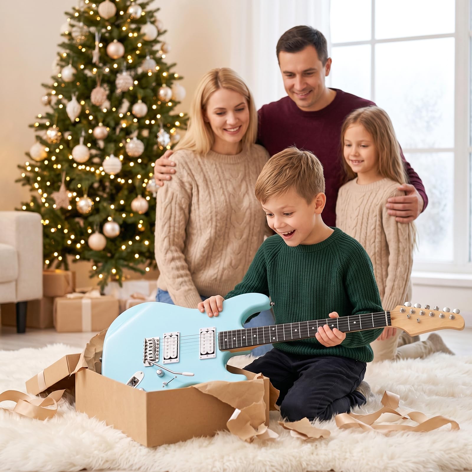 Ktaxon Full-Size Electric Guitar Kit H-H Pickup with 20W Amp Sky Blue