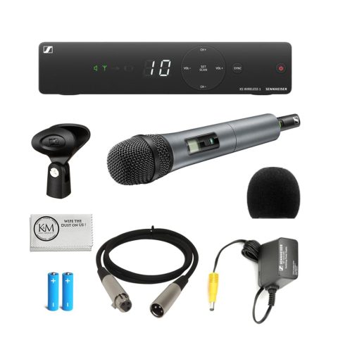 Sennheiser XSW 1-825-A UHF Vocal Set |e825 Dynamic Microphone with Microphone Windscreen + 3′ XLR Cable + Cleaning Cloth (4 Items)