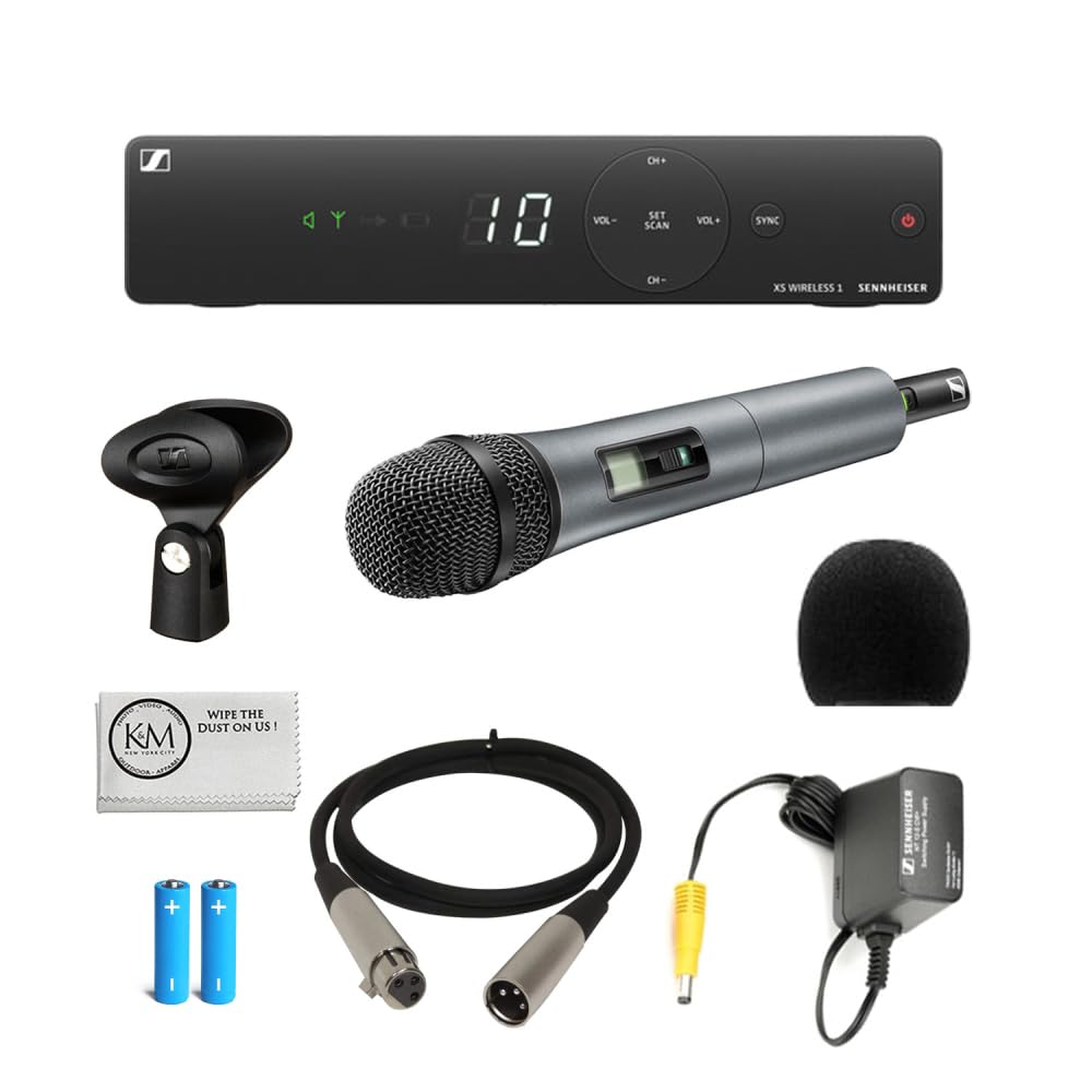 Sennheiser XSW 1-825-A UHF Vocal Set |e825 Dynamic Microphone with Microphone Windscreen + 3′ XLR Cable + Cleaning Cloth (4 Items)