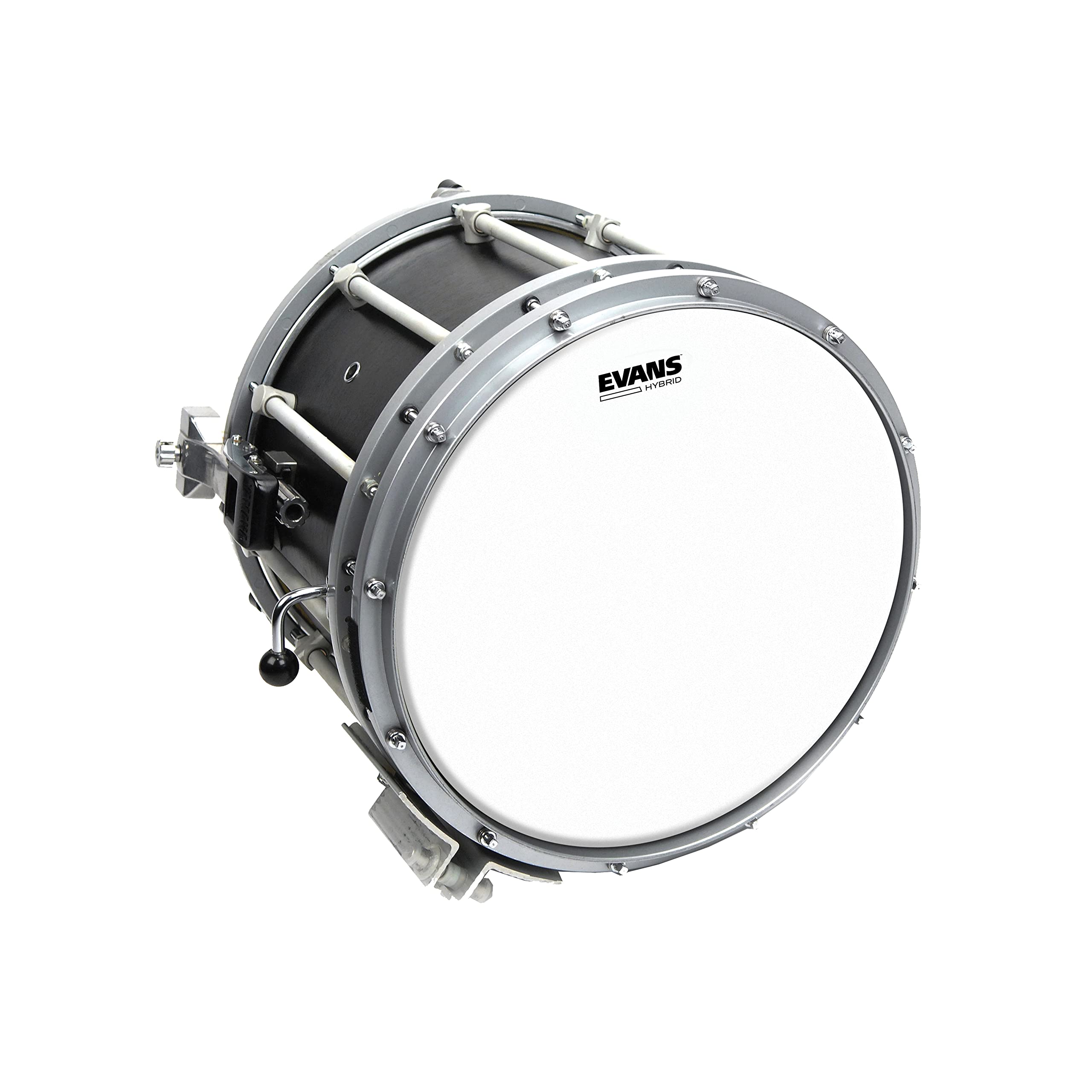 Evans Hybrid Drumhead – Hybrid Marching Snare Drum Head – For Sensitivity, Dynamic Range – Enhances Projection, Durability – White, 14 Inch