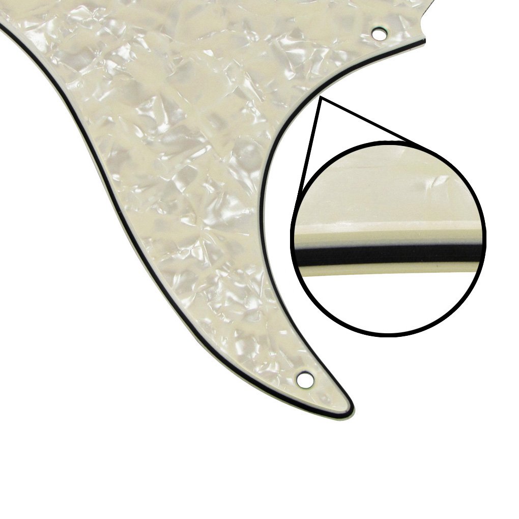 FLEOR SSS 8 Hole Vintage ST Pickguard Guitar Back Plate with Screw for Vintage ST Style Guitar Parts, 4Ply Aged Pearl