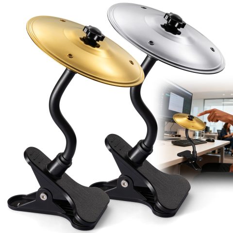 Facmogu 2PCS Desktop Crash Cymbals with Clamp, Adjustable Bendable Support