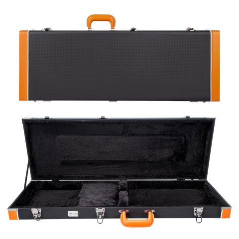 TIUNASIN Electric Guitar Hard Case for 39-Inch ST Electric Guitars, Black Leather Trim Design | Rectangle Wooden, Hard Shell Protective Guitar Case with Lock Latch and Padding