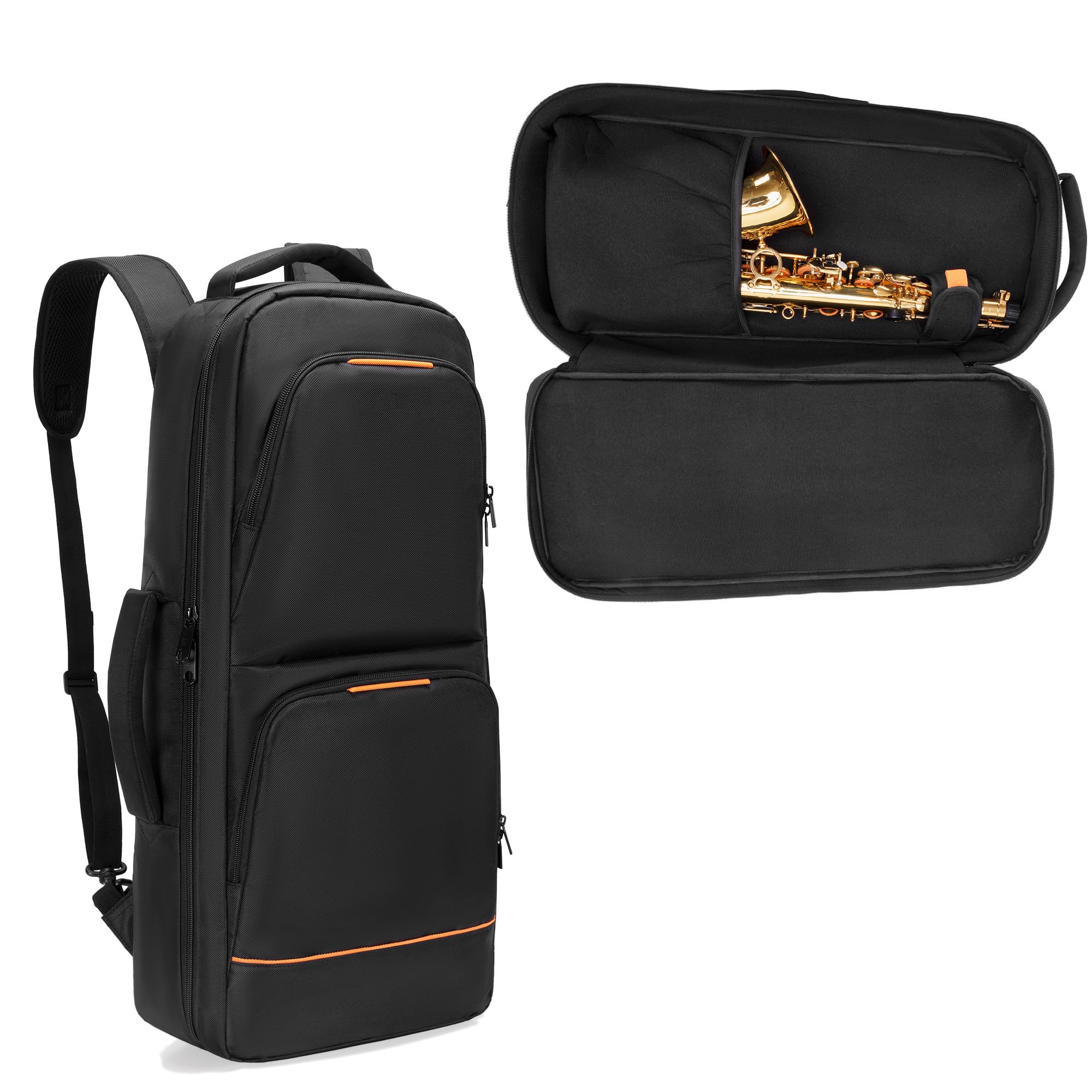Rexmica Padded Alto Sax Backpack Case Bag with Hidden Padded Shoulder Strap