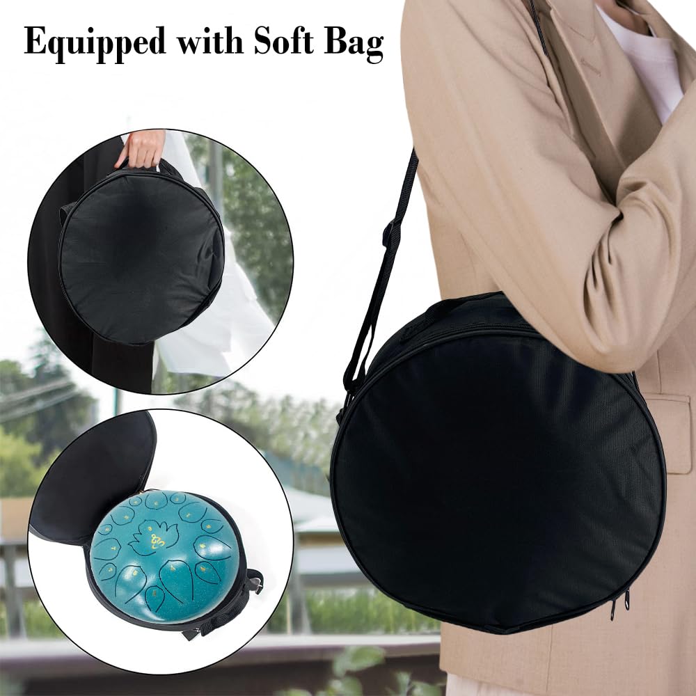 ModouString 12 Inches 15 Notes Rain Drum for Outside,Steel Tongue Drum with Mallets & Storage Bag,Meditation Rain Chime for Adults,Friends,Family