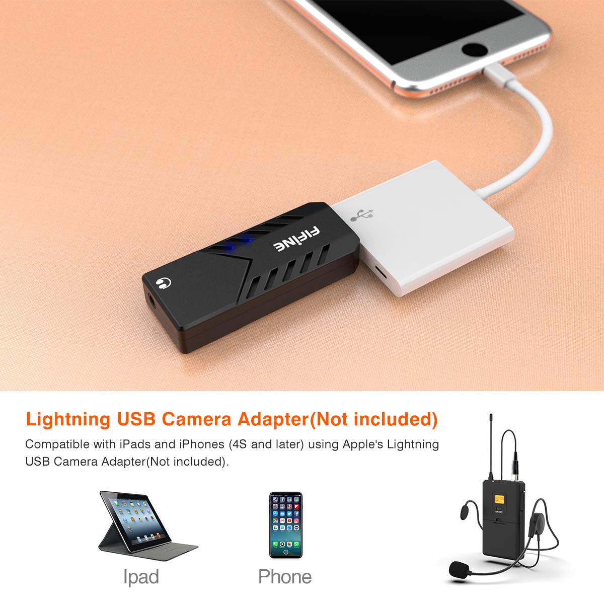 FIFINE K031B USB Wireless Microphone System with Headset Lavalier Lapel Mic