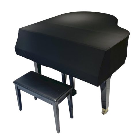 DEEP DEER Waterproof Dustproof Elastic Grand Piano Cover – Minimalist All-Black – with Elastic Drawstring – Fits Petite Grand & Baby/ Medium/Parlor Grand Pianos (L-FOR Parlor Grand Piano)