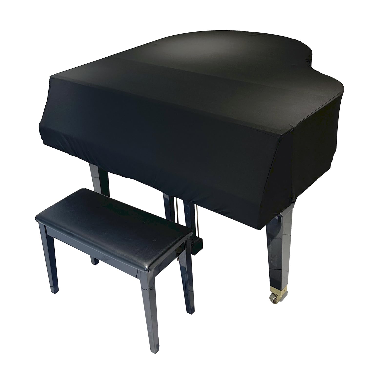 DEEP DEER Waterproof Dustproof Elastic Grand Piano Cover – Minimalist All-Black – with Elastic Drawstring – Fits Petite Grand & Baby/ Medium/Parlor Grand Pianos (L-FOR Parlor Grand Piano)