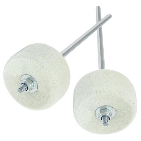 Seimneire 2 Pack White Felt Double Kick Bass Drum Pedal Beater Mallet