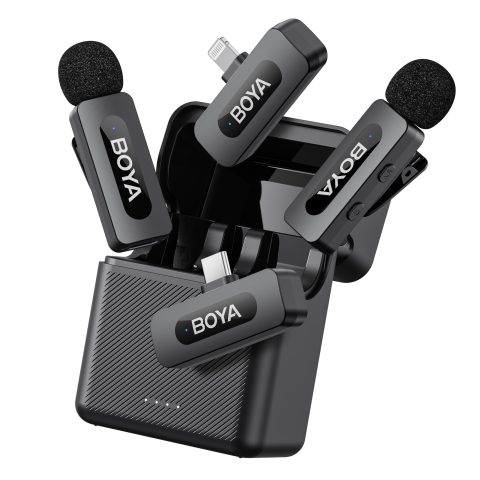 BOYA Wireless Lavalier Lapel Microphone for iPhone iPad – Dual Mini Omnidirectional Condenser Video Recording Mic for Interview Podcast Vlog YouTube Live Stream (TX+TX+RX)