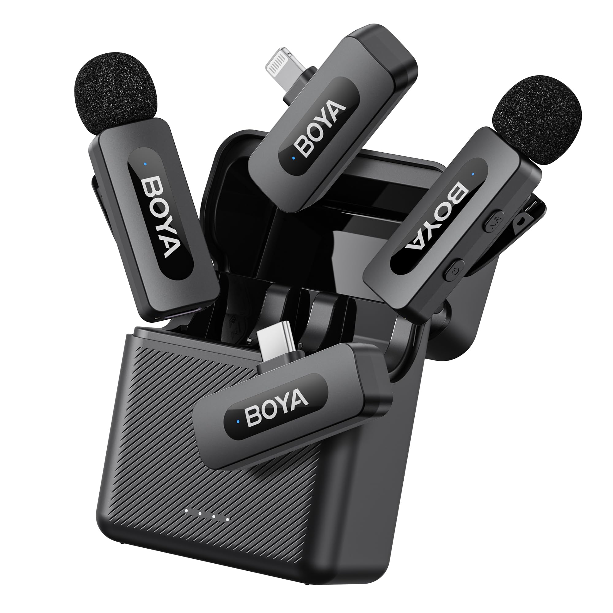 BOYA Wireless Lavalier Lapel Microphone for iPhone iPad – Dual Mini Omnidirectional Condenser Video Recording Mic for Interview Podcast Vlog YouTube Live Stream (TX+TX+RX)