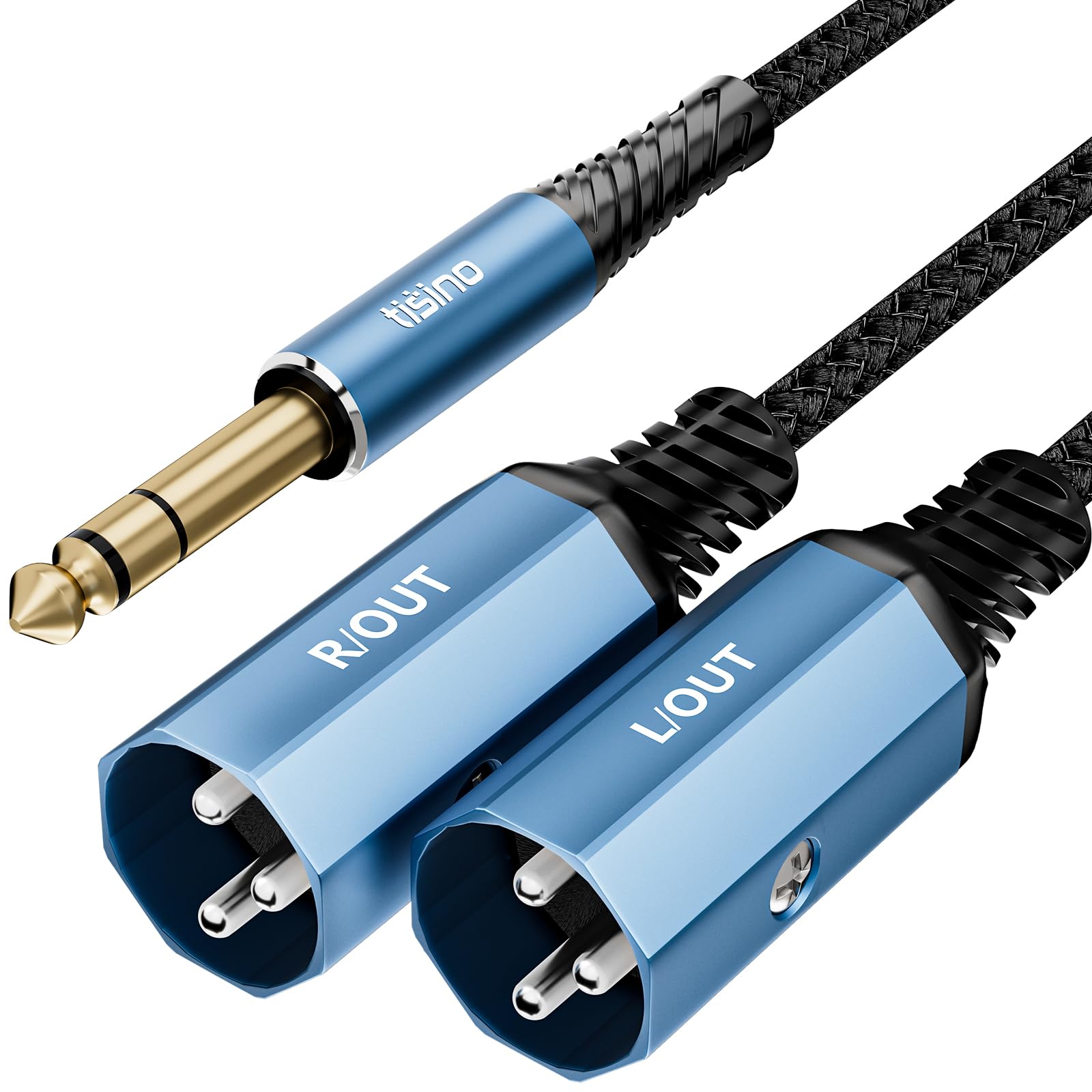 Tisino 1/4″ TRS to Dual XLR Male Stereo Y-Splitter Breakout Cable, 6.6FT