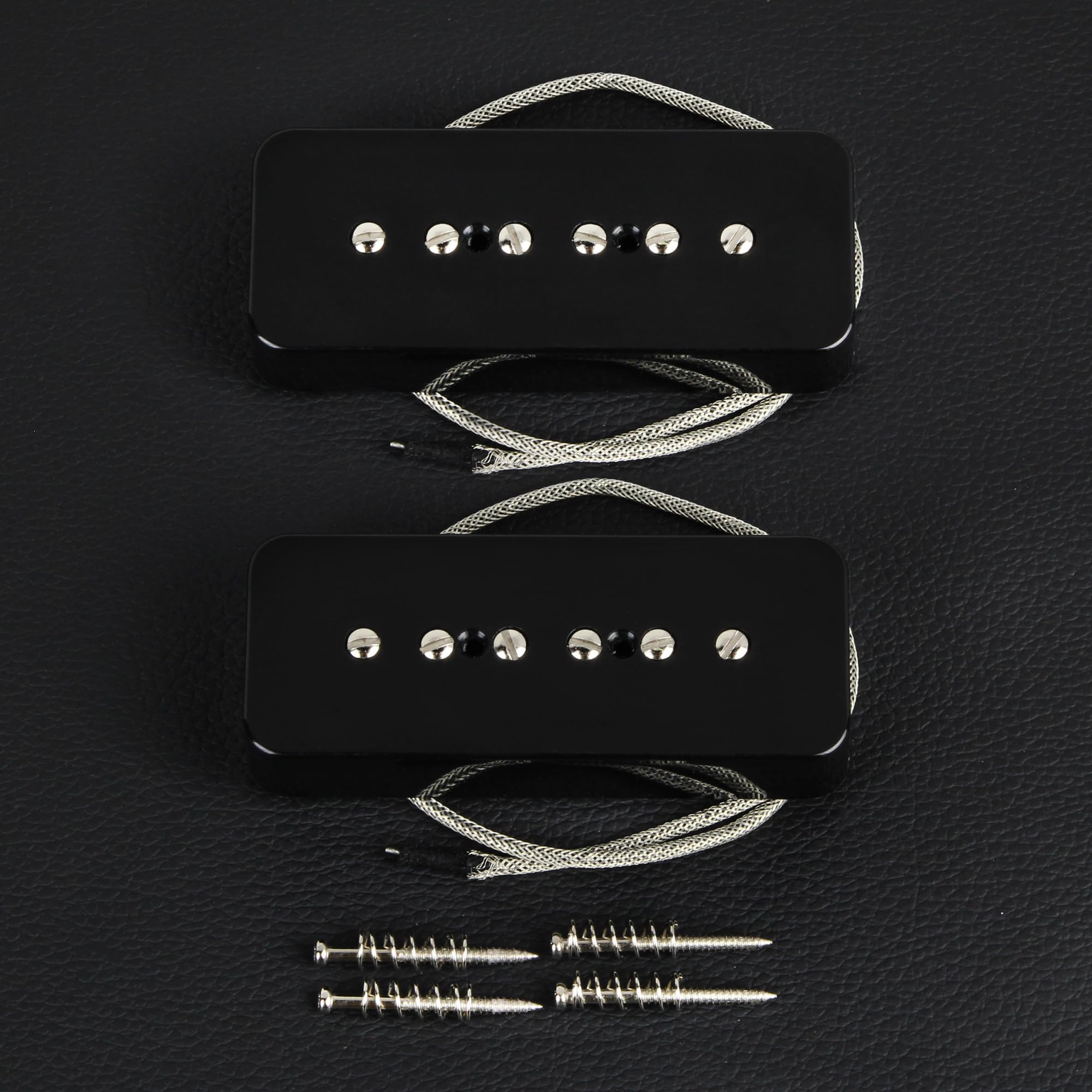 FLEOR Alnico 5 Single Coil Soap Bar P90 Neck & Bridge Pickup Set – Black